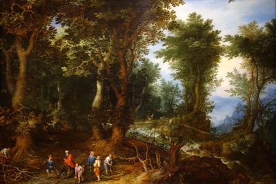 Wooded Landscape with Abraham and Isaac by Jan the Elder Brueghel